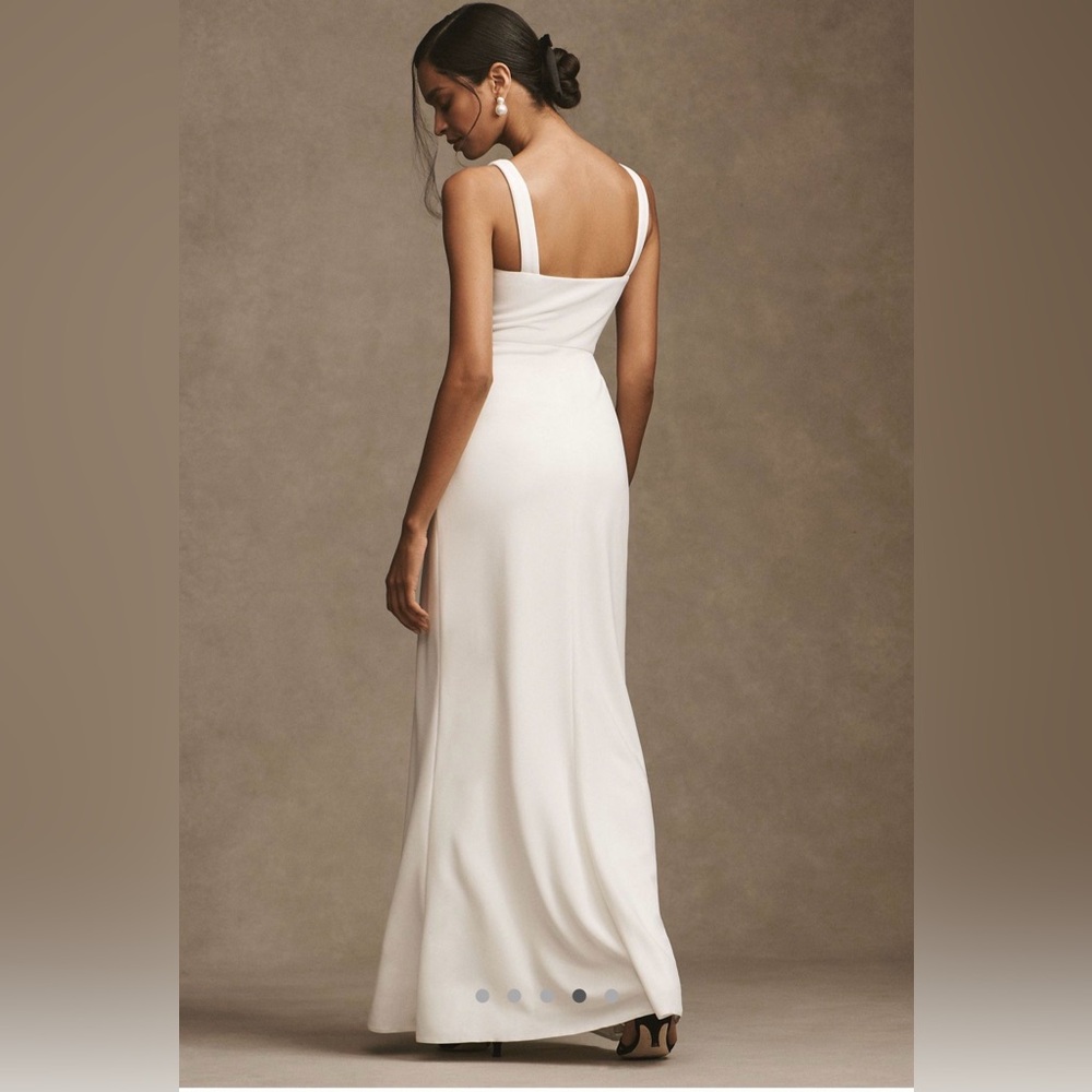 Anthropology BHLDN Blake Square-Neck White Maxi Dress with High Side Slit - Picture 2 of 7